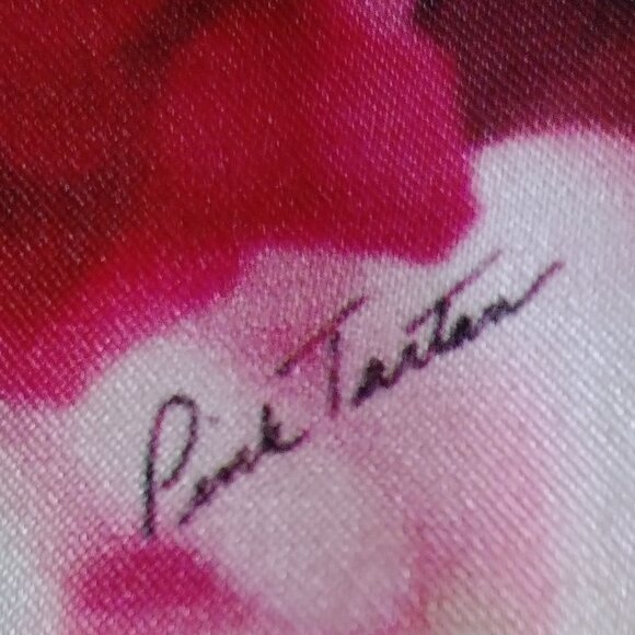 Pink Tartan Floral Panel Black Merino Wool Cardigan - Picture 5 of 12